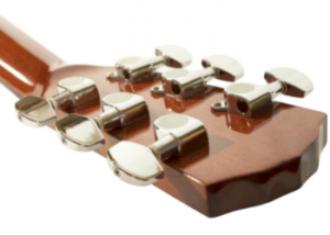 Rear view of a headstock on a guitar